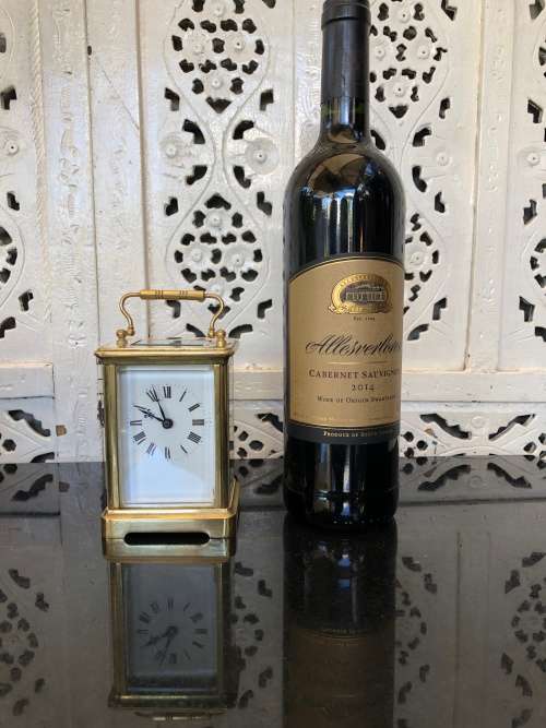 WOW !!! BRASS FRENCH MADE CARRIAGE CLOCK WITH THE KEY IN FULL WORKING ORDER