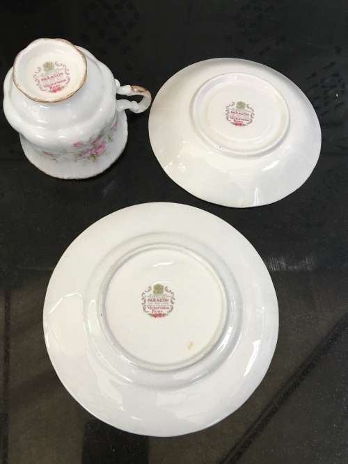 Delightful Vintage  Paragon "Victoriana Rose" By Appointment to Her Majesty The Queen. Tea Trio
