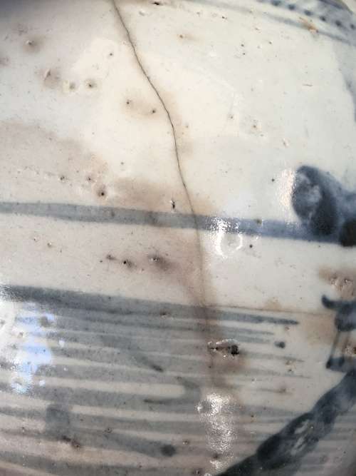 Chinese 18th Century Qing Dynasty Blue Ginger Jar With lots of character. Age related wear