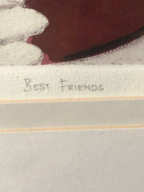 ANINE BARNARD - SA LISTED ARTIST - MASSIVE NUMBERED 15/75 AND SIGNED ETCHING TITLED "BEST FRIENDS"