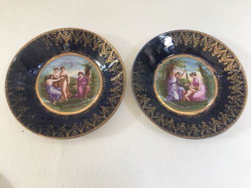 Royal Austria Angelica Kauffmann c1741-1807 Bindenschild Cobalt Blue & Gilt Neoclassical 16cm  Plate
