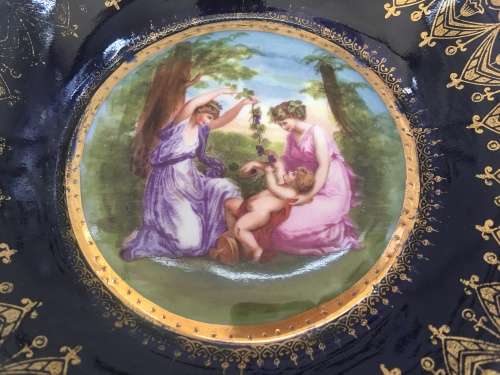 Royal Austria Angelica Kauffmann c1741-1807 Bindenschild Cobalt Blue & Gilt Neoclassical 16cm  Plate