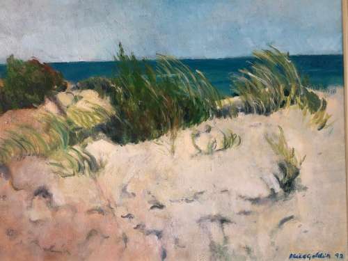 INVESTMENT ART !!! ALICE GOLDIN (1922 - 2016) - BEAUTIFUL SEASCAPE OIL ON CANVAS BOARD