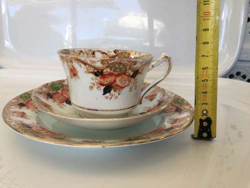 Rare Antique Royal Stafford China England Backstamp c1891-1914 Porcelain Trio - Gold Gilt