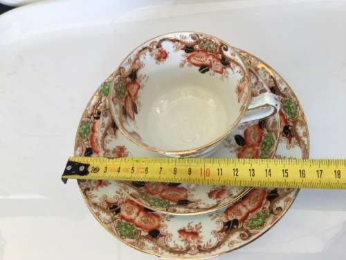 Rare Antique Royal Stafford China England Backstamp c1891-1914 Porcelain Trio - Gold Gilt