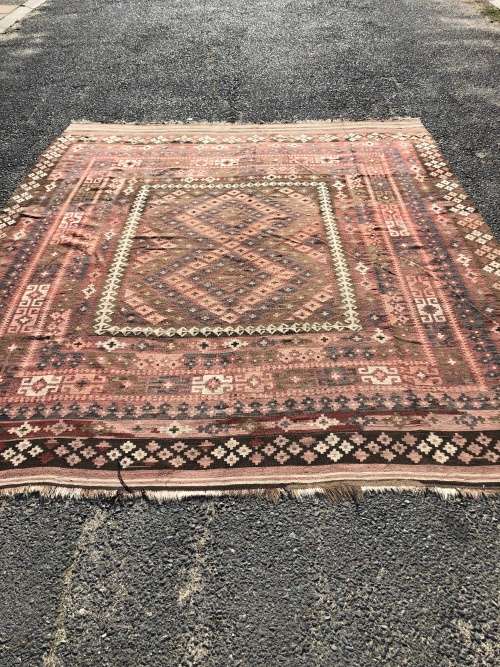 HUGE PURE WOOL HAND KNOTTED VINTAGE GHALMOORI PERSIAN KILIM CARPET 3000 X 2600mm