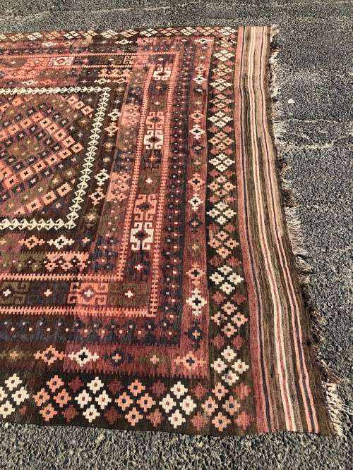 HUGE PURE WOOL HAND KNOTTED VINTAGE GHALMOORI PERSIAN KILIM CARPET 3000 X 2600mm