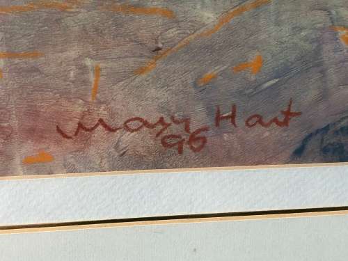 STUNNING FRAMED PASTEL ON PAPER NUDE BY MARY HART DATED 1995 AND SIGNED