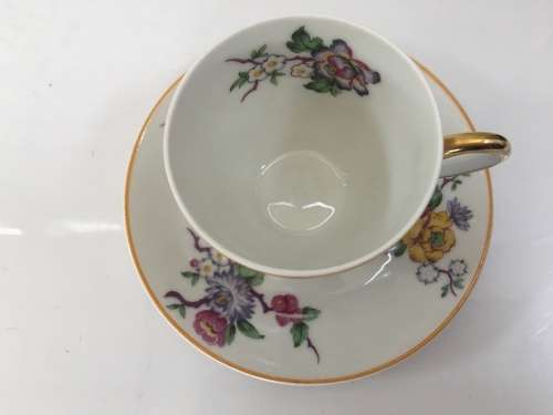 Delightful B & Co Bernardaud Limoges France 1900-1979  demitasse cup and saucer Floral & Gold Gilt