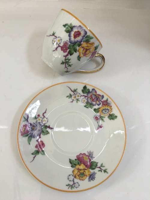 Delightful B & Co Bernardaud Limoges France 1900-1979  demitasse cup and saucer Floral & Gold Gilt