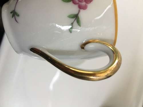 Delightful B & Co Bernardaud Limoges France 1900-1979  demitasse cup and saucer Floral & Gold Gilt