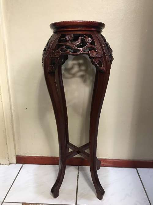 Amazing Collectors Antique Chinese Hand Carved Bird & Blossom Wooden Pot Stand