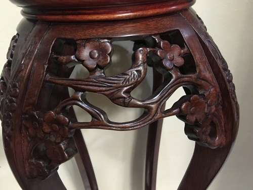 Amazing Collectors Antique Chinese Hand Carved Bird & Blossom Wooden Pot Stand