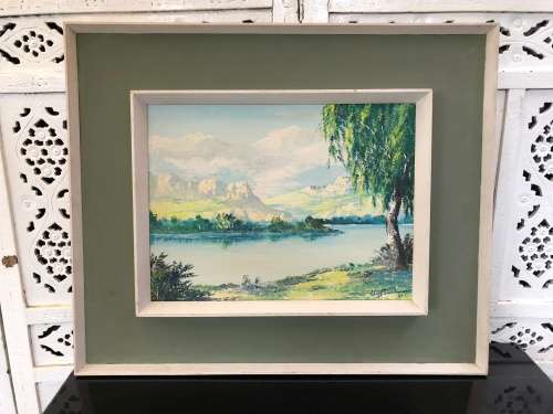 WOW !!! WIM BAARTMAN - NAMIBIAN ARTIST - FRAMED OIL ON BOARD LANDSCAPE