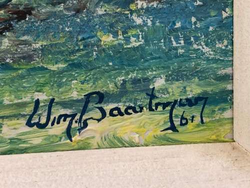 WOW !!! WIM BAARTMAN - NAMIBIAN ARTIST - FRAMED OIL ON BOARD LANDSCAPE