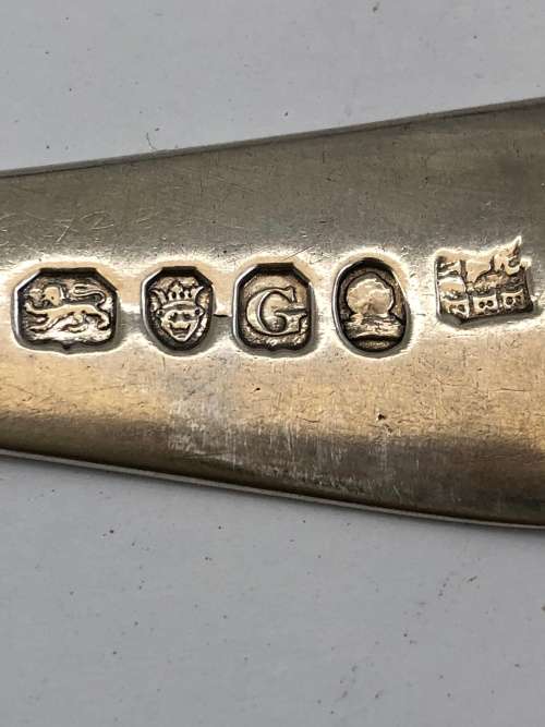 ANTIQUE STERLING SILVER TABLE SPOONS - HALLMARKED LONDON 1801 & 1802 - BATEMAN FAMILY - 113.71g