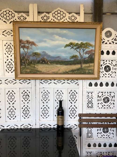 INVESTMENT ART !!! PIET HOLTHUYSEN - STUNNING LARGE OIL ON BOARD LANDSCAPE - NAT PARK NYANGA 1984