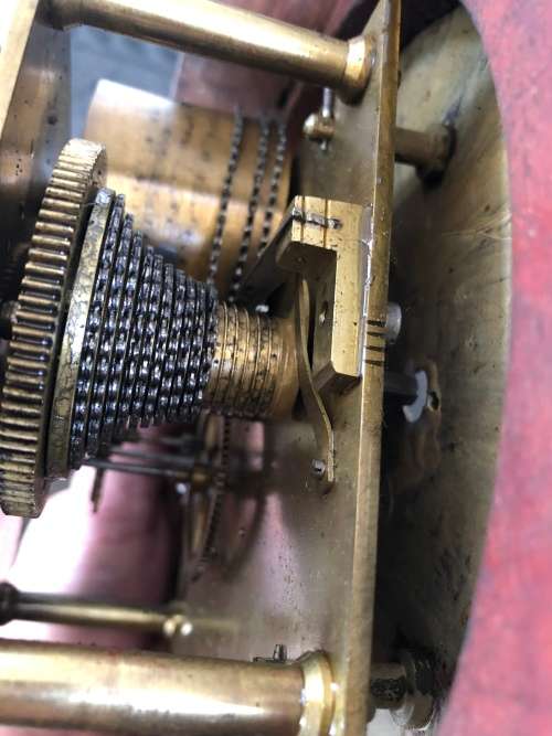 WOW !! STUNNING 1860's MAHOGANY CASED FUSEE MOVEMENT STATION CLOCK - WORKING 100%