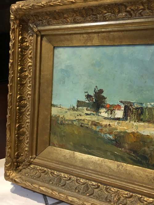 INVESTMENT ART !! TITTA FASCIOTTI (SA 1927-1993) STUNNING OIL ON BOARD LANDSCAPE - EXQUISITE FRAME