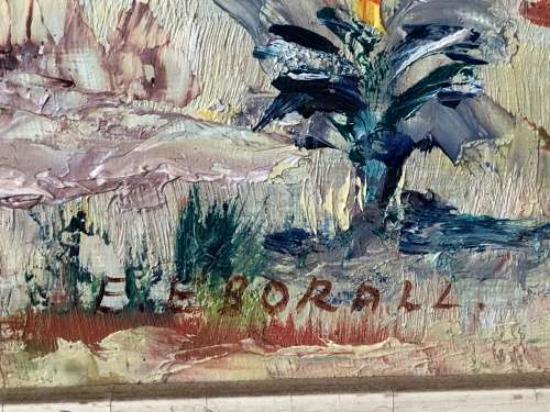 STUNNING LITTLE OIL ON BOARD LANDSCAPE PAINTING BY E. EBORRAL - FRAMED