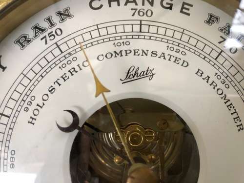 WOW !! VINTAGE SCHATZ ROYAL MARINER PRECISION COMPENSATED BAROMETER WITH THERMOMETER