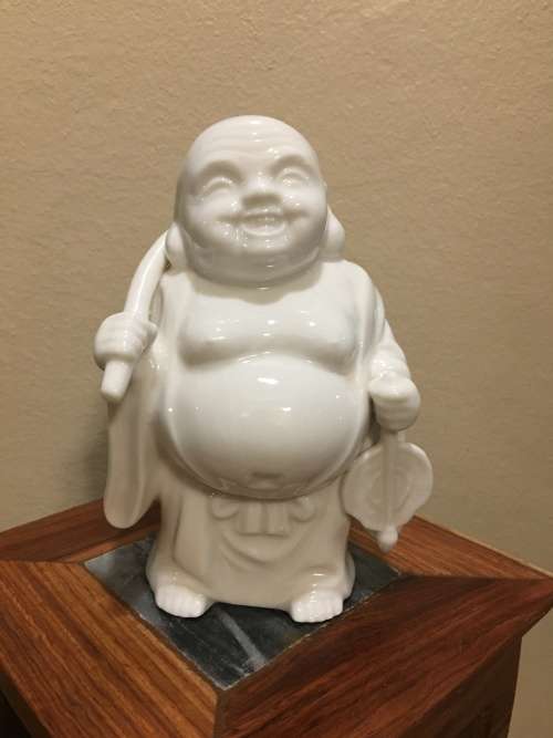 Beautiful Collectible Vintage Chinese Blanc De Chine Porcelain Figurine of Laughing Buddha