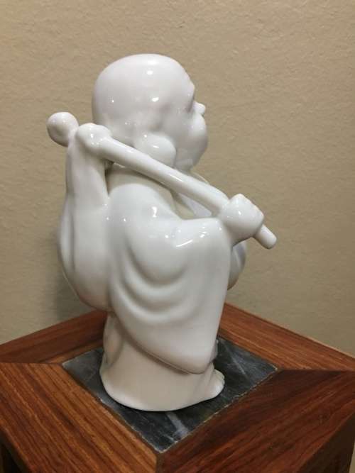 Beautiful Collectible Vintage Chinese Blanc De Chine Porcelain Figurine of Laughing Buddha