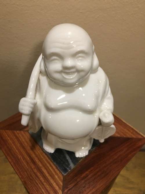 Beautiful Collectible Vintage Chinese Blanc De Chine Porcelain Figurine of Laughing Buddha