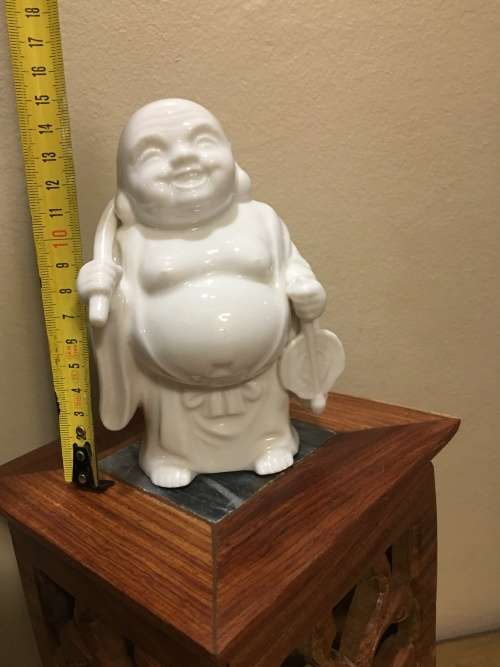 Beautiful Collectible Vintage Chinese Blanc De Chine Porcelain Figurine of Laughing Buddha