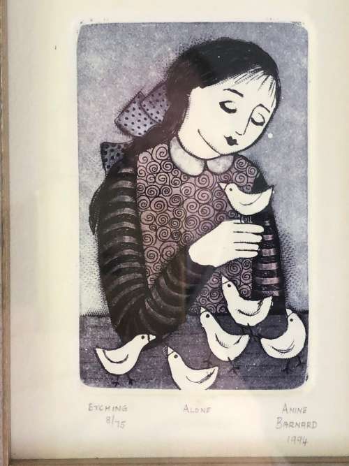 ANINE BARNARD - SA LISTED ARTIST - LTD NUMBERED 8/75 AND SIGNED ETCHING TITLED "ALONE" 1994