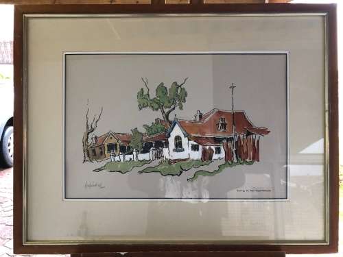 WOW !!! TED HOEFSLOOT (1930-2013) SA ARTIST ORIGINAL WATERCOLOR FRAMED No 22/600 OF A SERIES