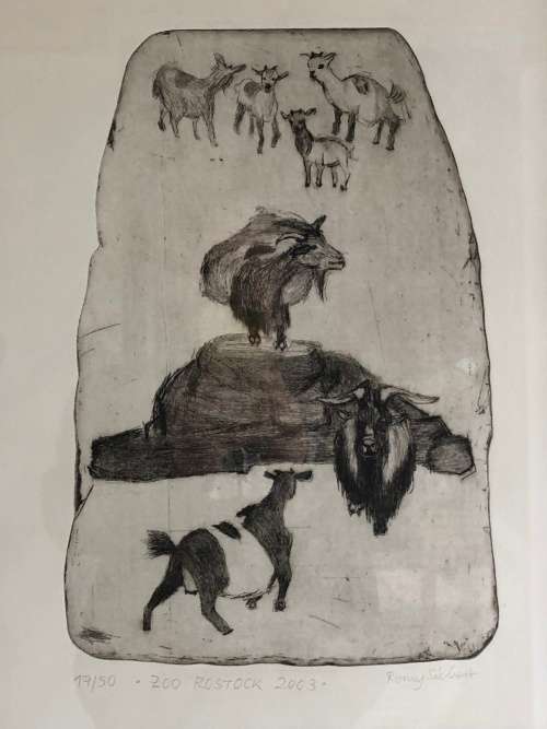 WOW !!! ROMY SIEBERT GERMAN ARTIST HUGE FRAMED ORIGINAL ETCHING No 17/50 ROSTOCK ZOO 2003