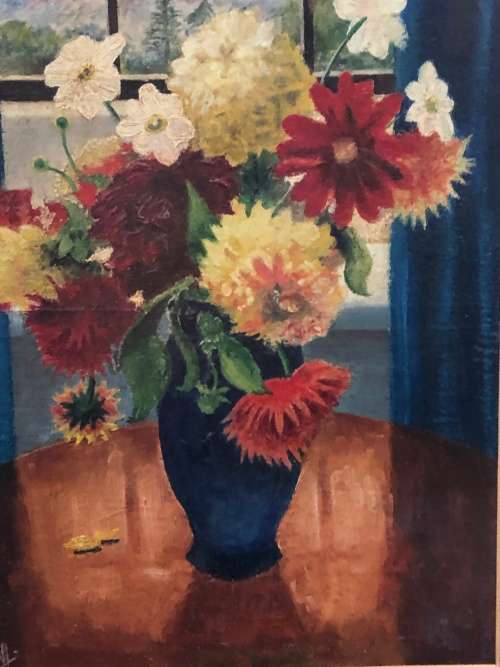 GORGEOUS JOHN H MANTELL ORIGINAL STILL LIFE OF FLOWERS OIL ON BOARD PAINTING - FRAMED , SIGNED