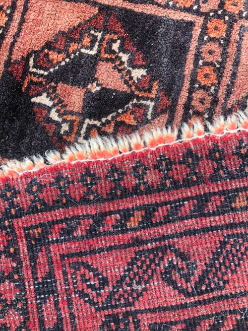 OLD VINTAGE WORN PURE WOOL HAND KNOTTED BOKHARA PERSIAN CARPET 2300 X 1270mm