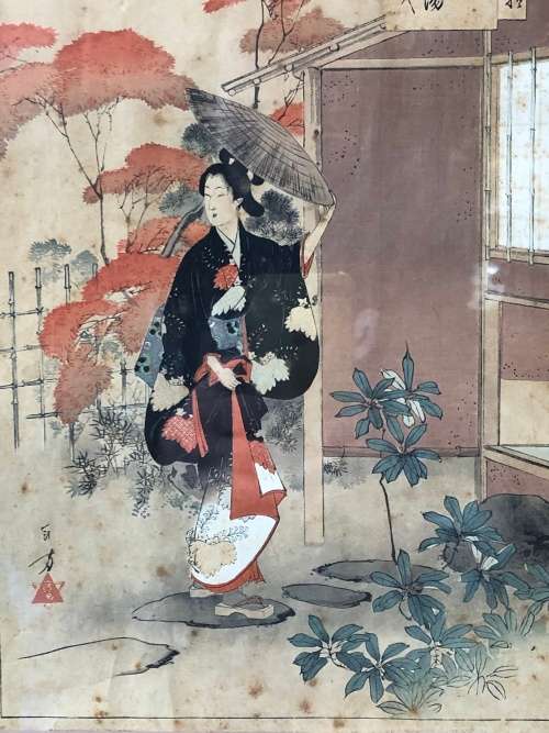 INVESTMENT ART !! MIZUNO TOSHIKATA (1866 - 1908) ORIGINAL JAPANESE WOODBLOCK - TITLED AND SIGNED