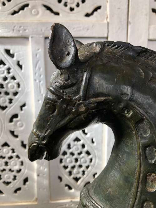 WOW !!! LARGE BRONZE SCULPTURE OF A CHINESE TANG STYLE STALLION - UNSIGNED
