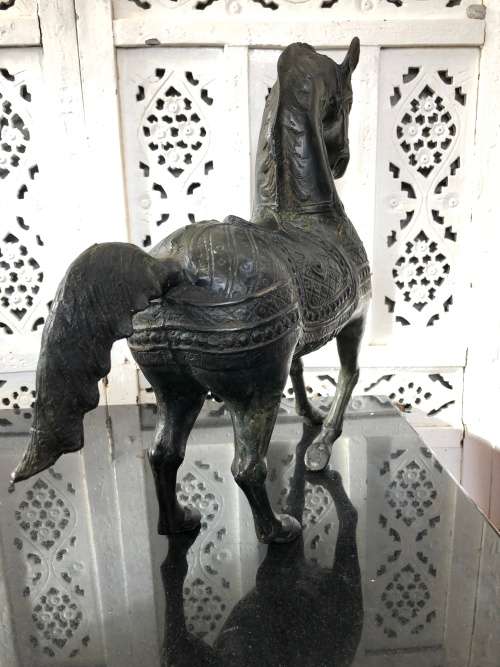 WOW !!! LARGE BRONZE SCULPTURE OF A CHINESE TANG STYLE STALLION - UNSIGNED