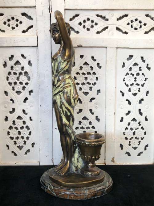 WOW !!! GORGEOUS SIGNED ART DECO SEMI-NUDE BRONZE ON A MARBLE BASE - STUNNING INVESTMENT PIECE