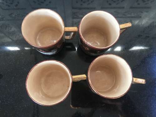 Ultra Rare Japanese  Ryozan Meiji Period Satsuma c1880 Deity & Dragon Morriage Small Cups x 4