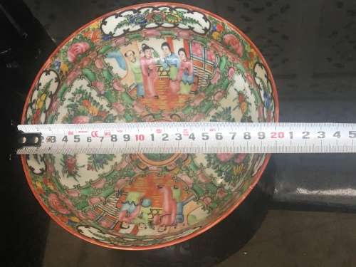 Antique Chinese Export Famille Rose Medalion Canton Porcelain 20 cm Bowl  Marked China