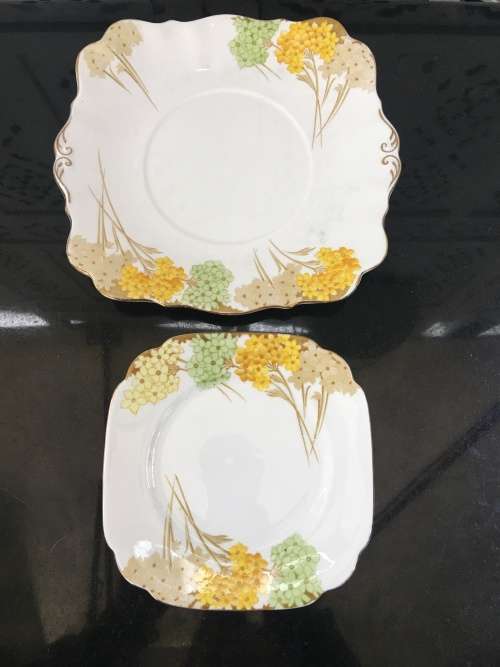 Vintage  Royal Standard Fine China. "Valencia"  Porcelain Cake Plate & Side Plate