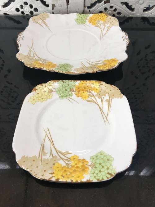 Vintage  Royal Standard Fine China. "Valencia"  Porcelain Cake Plate & Side Plate