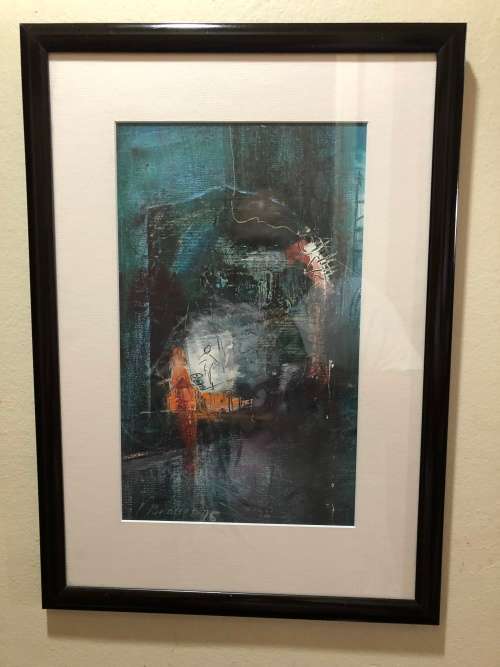 WOW !!! STUNNING ABSTRACT MIXED MEDIA BY R. BROWNE DATED 1996 - FRAMED READY TO HANG