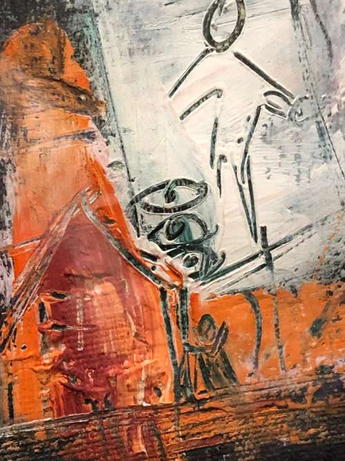 WOW !!! STUNNING ABSTRACT MIXED MEDIA BY R. BROWNE DATED 1996 - FRAMED READY TO HANG