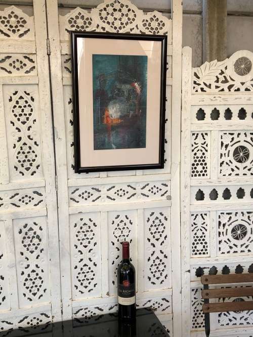 WOW !!! STUNNING ABSTRACT MIXED MEDIA BY R. BROWNE DATED 1996 - FRAMED READY TO HANG