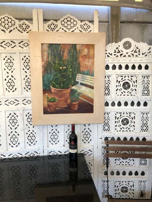 WOW !!! LARGE OIL ON CANVAS BOARD - STILL LIFE BY DEBRA ACQUISTO - SIGNED BACK AND FRONT