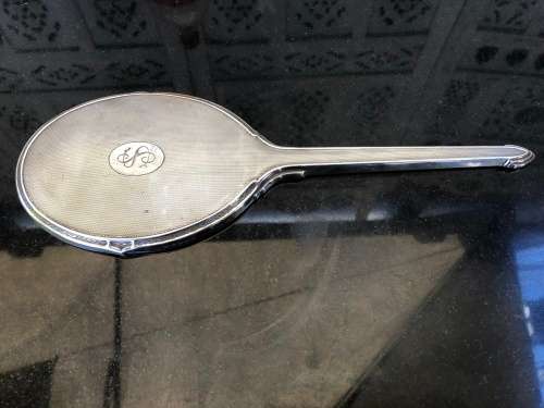 WOW !!! STERLING SILVER HAND MIRROR - c1937 - HALLMARKED DAVID MOSS & Co