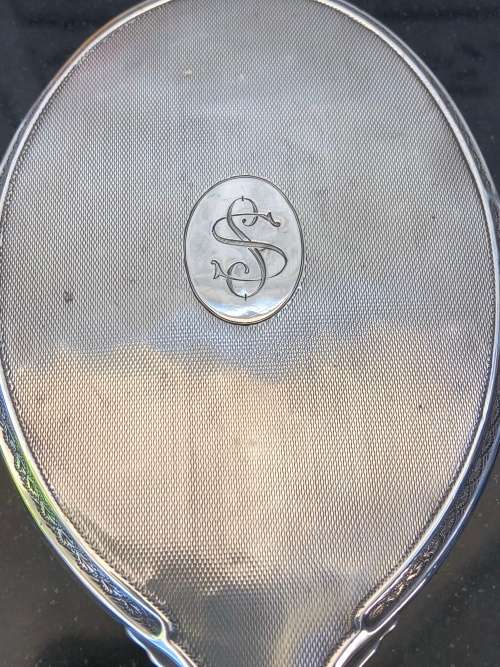 WOW !!! STERLING SILVER HAND MIRROR - c1937 - HALLMARKED DAVID MOSS & Co