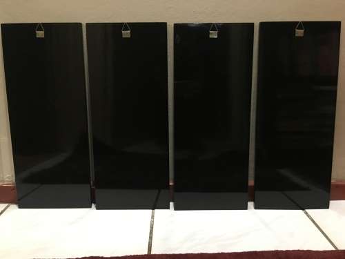 Vintage Chinese Black & Red Lacquered Wall Art Panels With Mother Of Pearl Inlay Mythical Animals