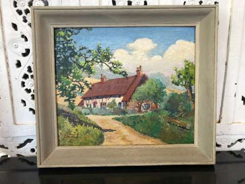 GORGEOUS JOHN H MANTELL ORIGINAL LANDSCAPE OIL ON BOARD PAINTING - FRAMED , SIGNED